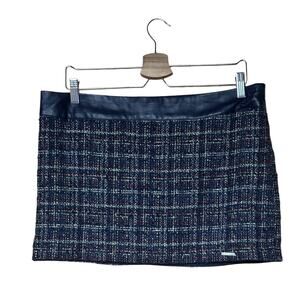 Abercrombie & Fitch Size 10 Navy Blue Wool Blend Tweed Micro Mini Skirt Preppy
